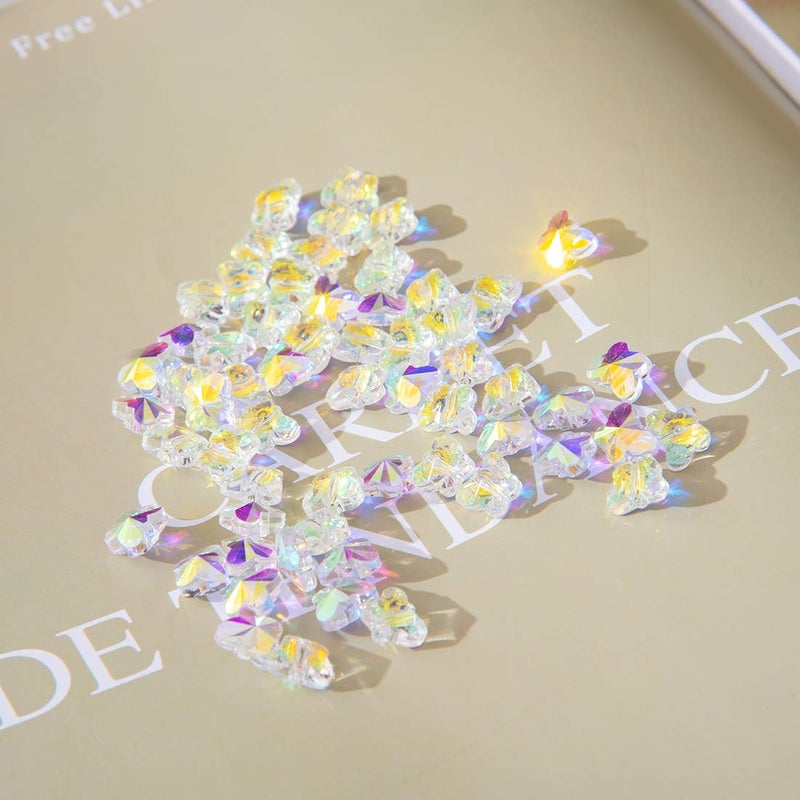 LONGWIN 60pcs AB Butterfly Crystal Beads 10mm Vertical Hole Adabele Austrian Butterfly Glass Pendants Beads Charms for DIY Project Earring, Necklaces, Bracelets, Jewelry Making - Image 2